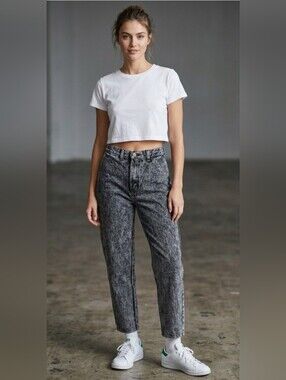 P.S. Gitano Black Acid Wash VTG 80s 90s Mom Jeans JR 13